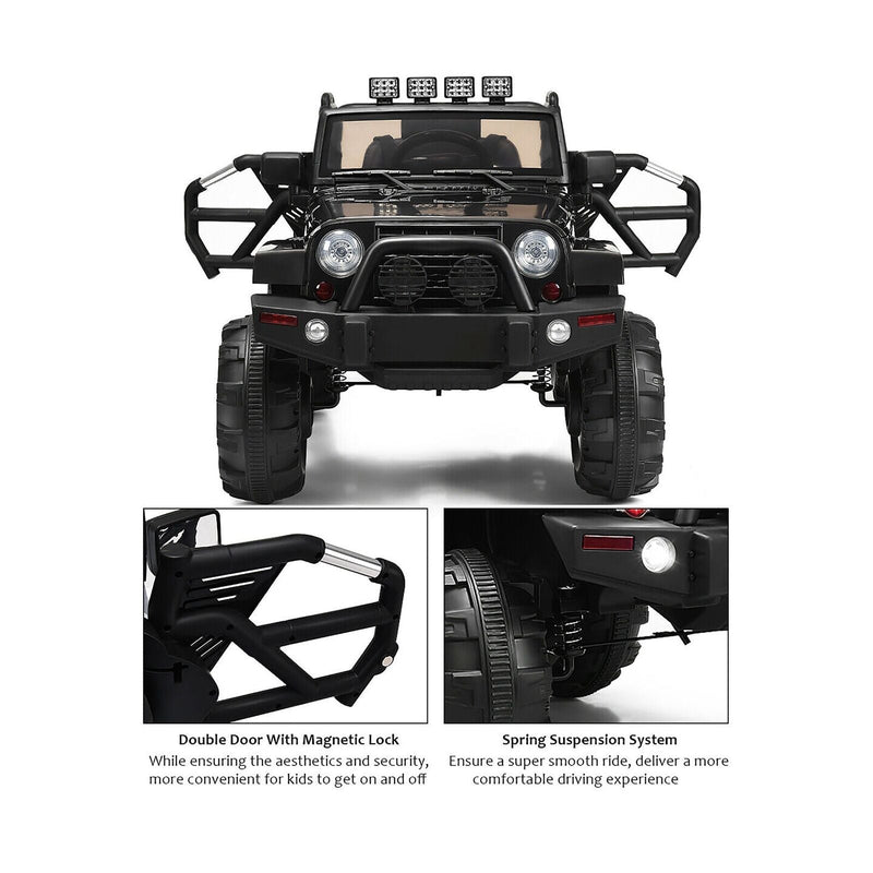 Load image into Gallery viewer, Costway 12V Kids Ride On Truck Car with Remote Control, MP3 Music, and LED Lights in Black
