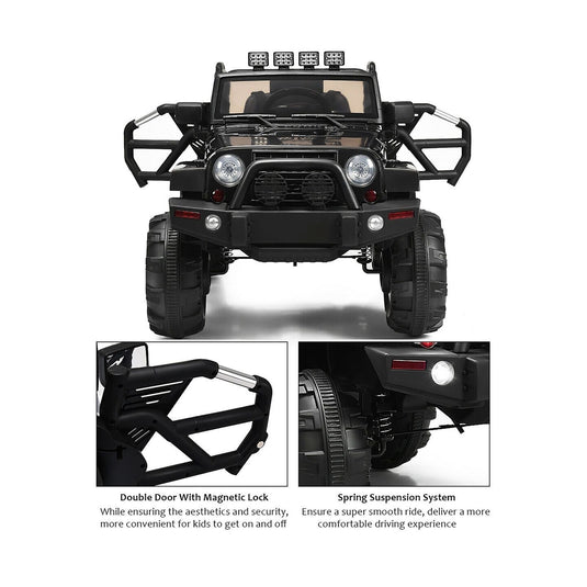 Costway 12V Kids Ride On Truck Car with Remote Control, MP3 Music, and LED Lights in Black