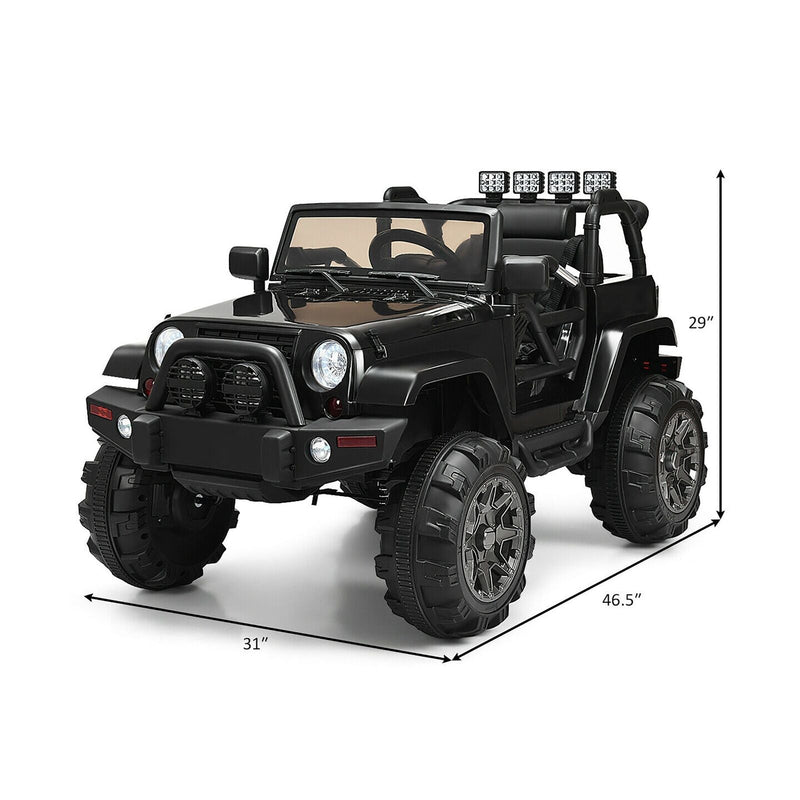 Load image into Gallery viewer, Costway 12V Kids Ride On Truck Car with Remote Control, MP3 Music, and LED Lights in Black
