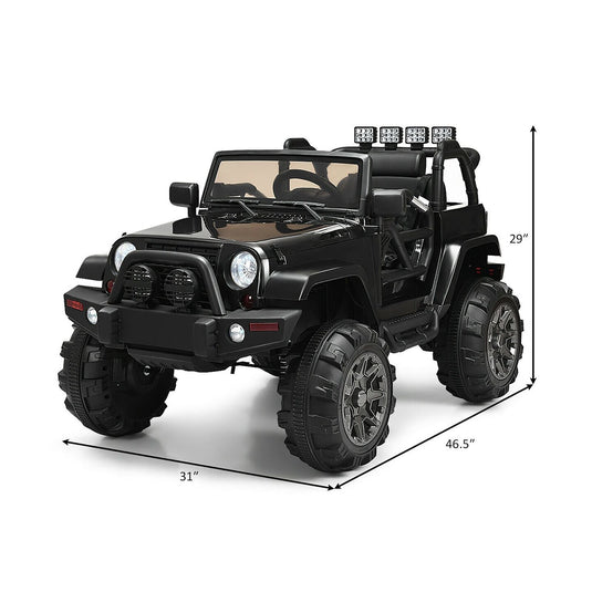 Costway 12V Kids Ride On Truck Car with Remote Control, MP3 Music, and LED Lights in Black
