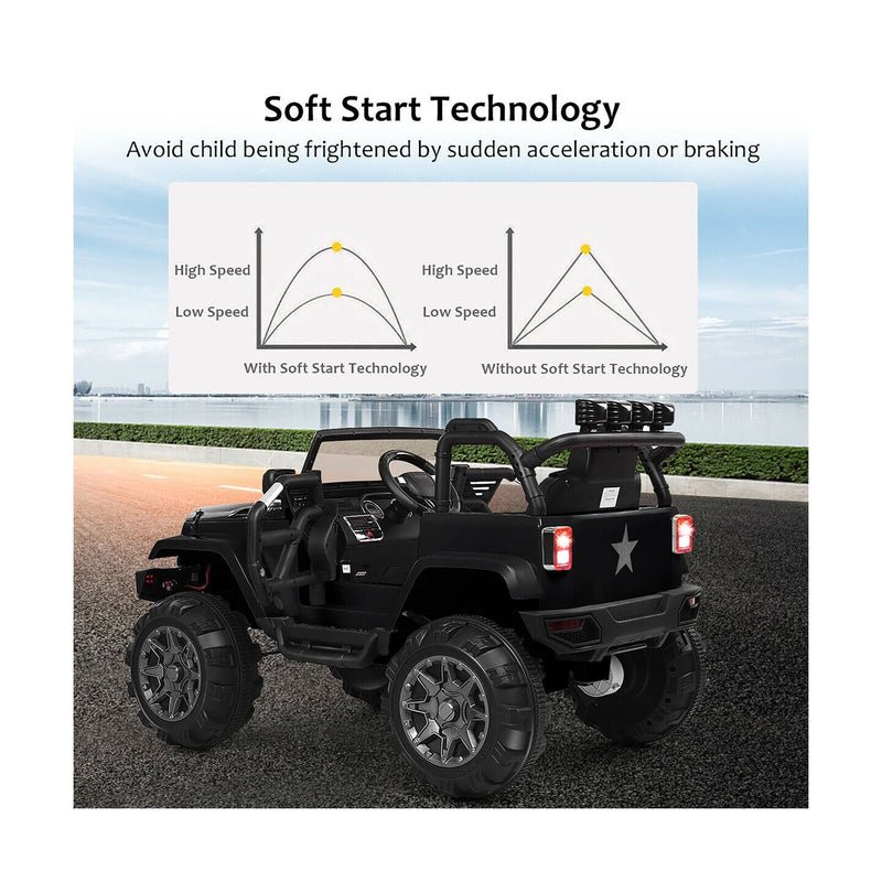 Load image into Gallery viewer, Costway 12V Kids Ride On Truck Car with Remote Control, MP3 Music, and LED Lights in Black
