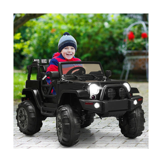 Costway 12V Kids Ride On Truck Car with Remote Control, MP3 Music, and LED Lights in Black