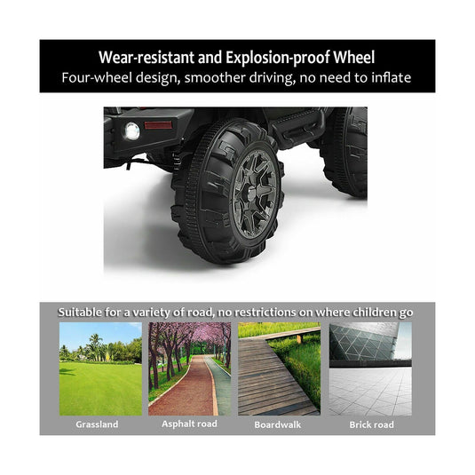 Costway 12V Kids Ride On Truck Car with Remote Control, MP3 Music, and LED Lights in Black