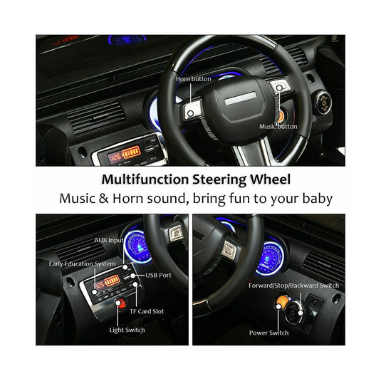 Costway 12V Kids Ride On Truck Car with Remote Control, MP3 Music, and LED Lights in Black