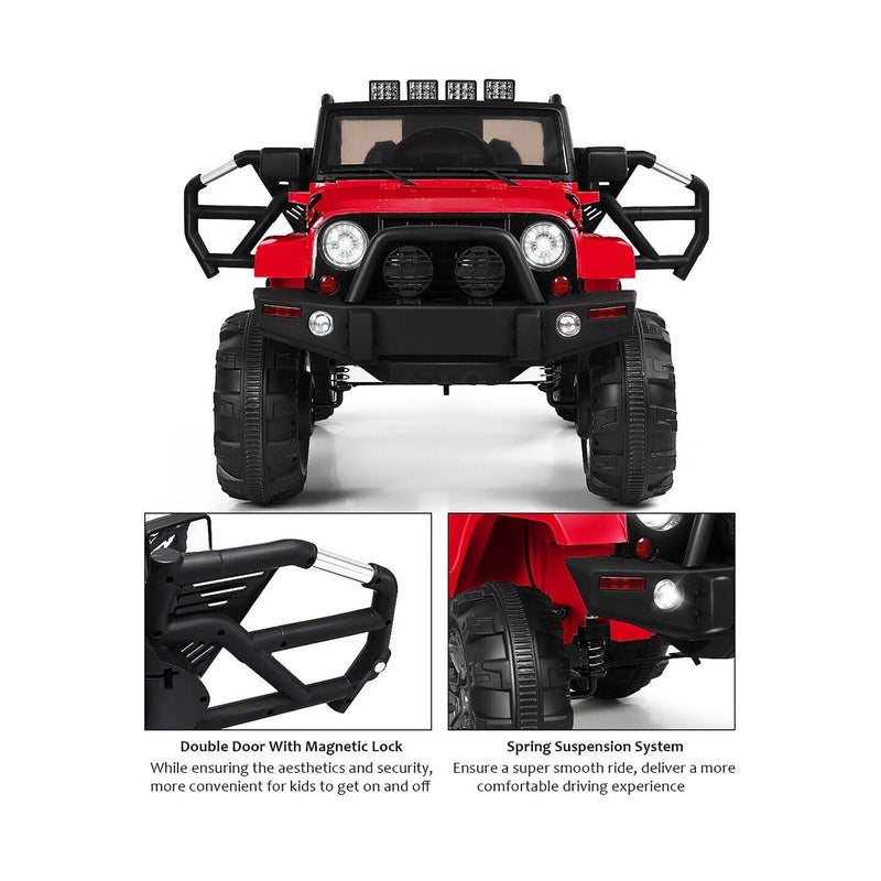 Load image into Gallery viewer, Costway 12V Kids Ride On Truck Car with Remote Control, MP3 Music, and LED Lights in Red
