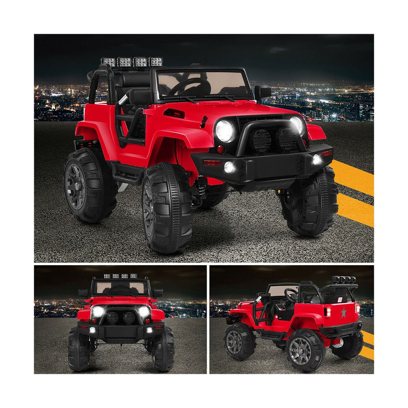 Load image into Gallery viewer, Costway 12V Kids Ride On Truck Car with Remote Control, MP3 Music, and LED Lights in Red
