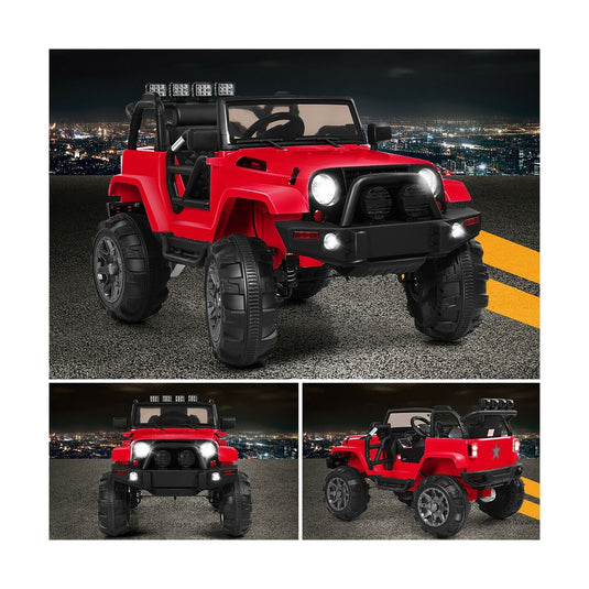 Costway 12V Kids Ride On Truck Car with Remote Control, MP3 Music, and LED Lights in Red