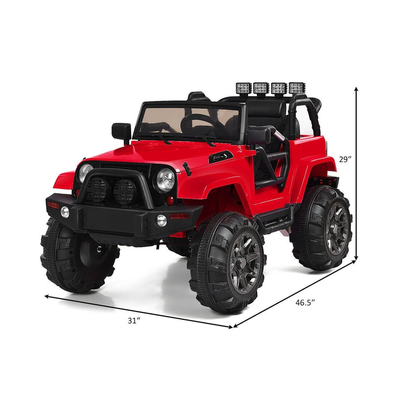 Load image into Gallery viewer, Costway 12V Kids Ride On Truck Car with Remote Control, MP3 Music, and LED Lights in Red
