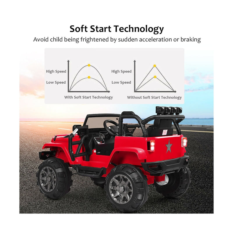 Load image into Gallery viewer, Costway 12V Kids Ride On Truck Car with Remote Control, MP3 Music, and LED Lights in Red
