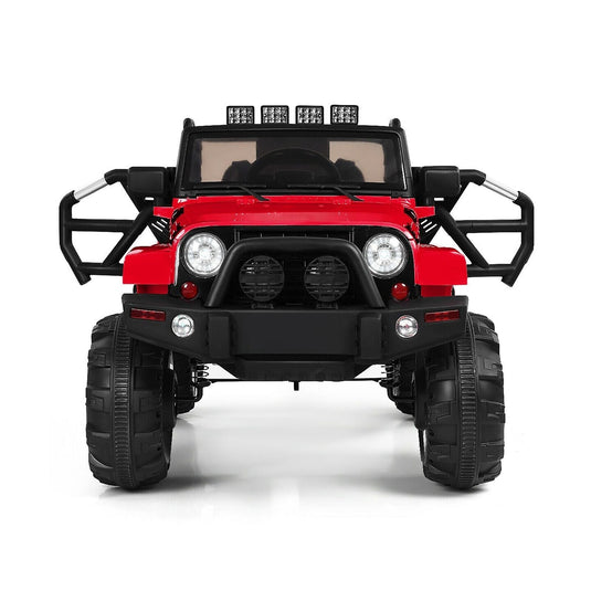 Costway 12V Kids Ride On Truck Car with Remote Control, MP3 Music, and LED Lights in Red