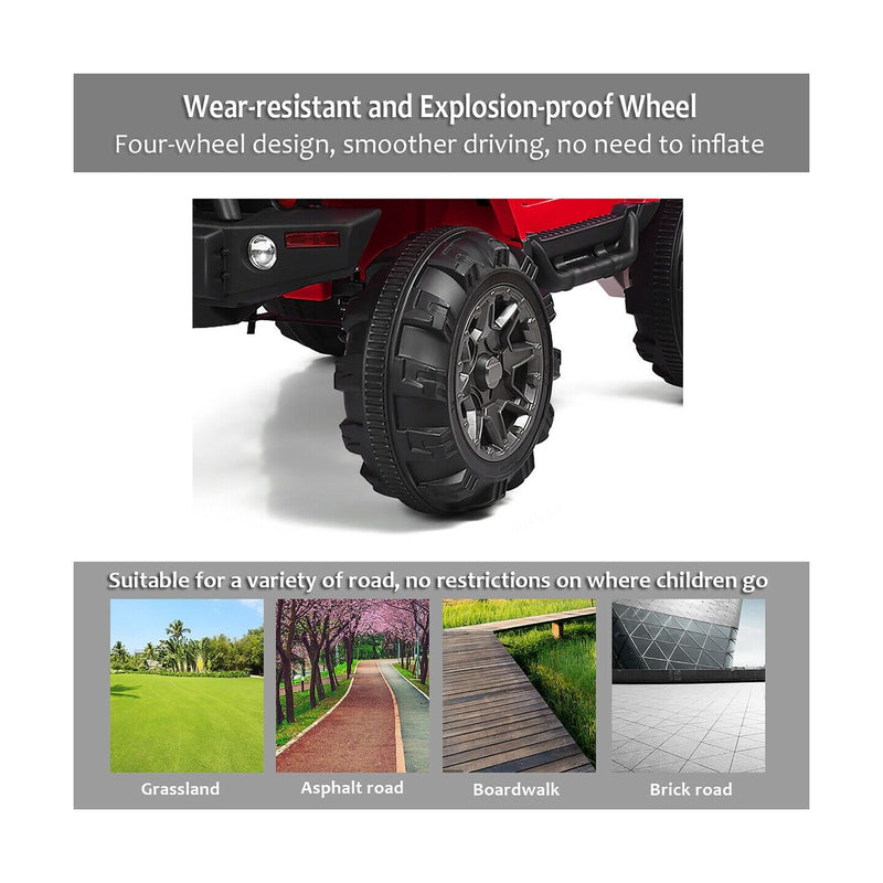 Load image into Gallery viewer, Costway 12V Kids Ride On Truck Car with Remote Control, MP3 Music, and LED Lights in Red
