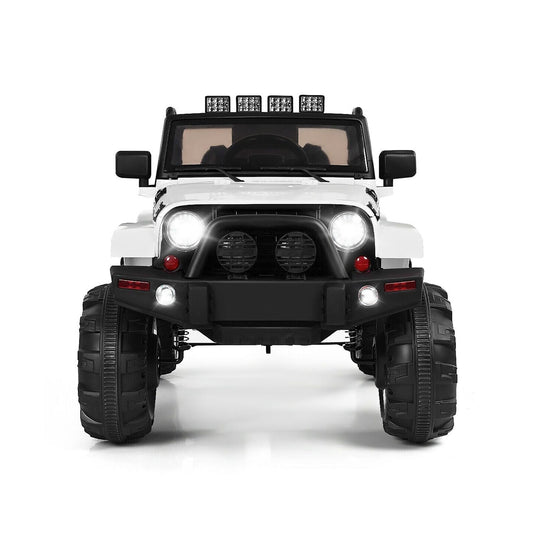 Costway 12V Kids Ride On Truck Car with Remote Control, MP3 Music, and LED Lights in White