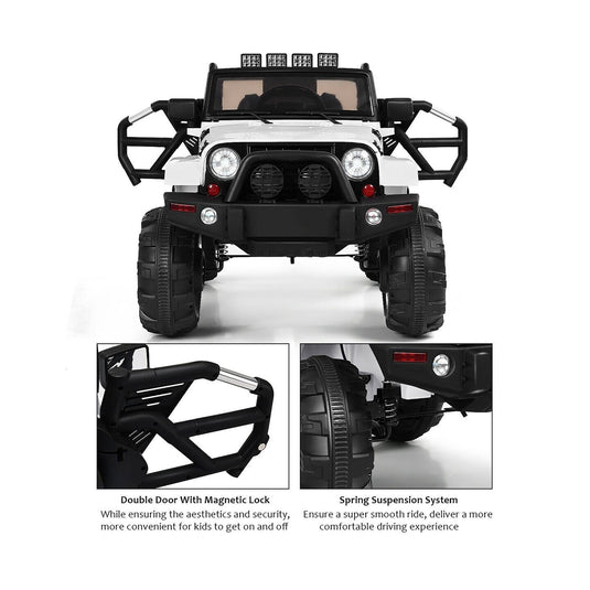 Costway 12V Kids Ride On Truck Car with Remote Control, MP3 Music, and LED Lights in White