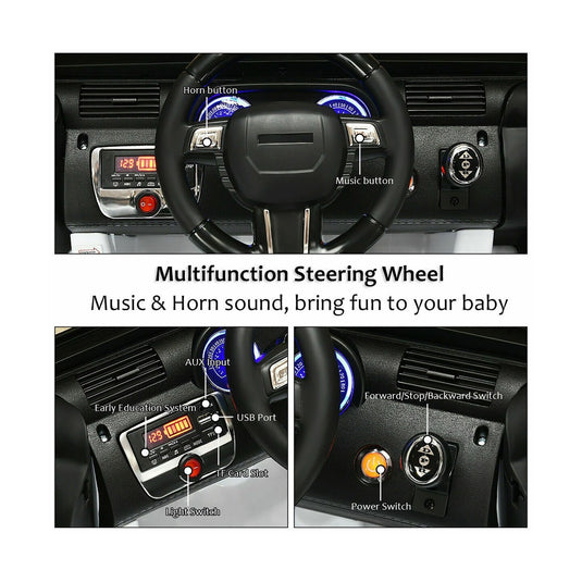 Costway 12V Kids Ride On Truck Car with Remote Control, MP3 Music, and LED Lights in White