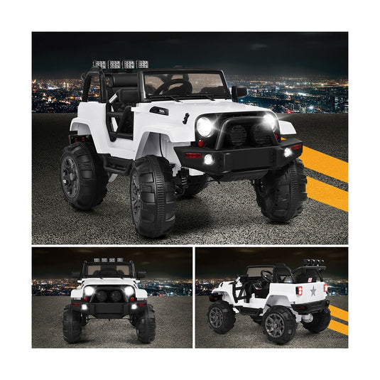 Costway 12V Kids Ride On Truck Car with Remote Control, MP3 Music, and LED Lights in White