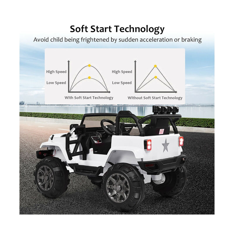 Load image into Gallery viewer, Costway 12V Kids Ride On Truck Car with Remote Control, MP3 Music, and LED Lights in White
