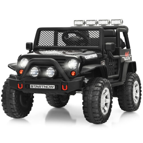 Costway 12V Kids Ride On Truck with Remote Control, Lights, and Music - Black