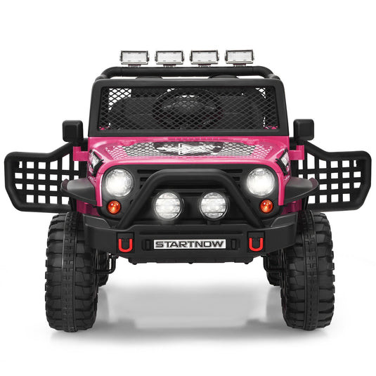 Costway 12V Kids Ride On Truck with Remote Control, Lights, and Music - Pink