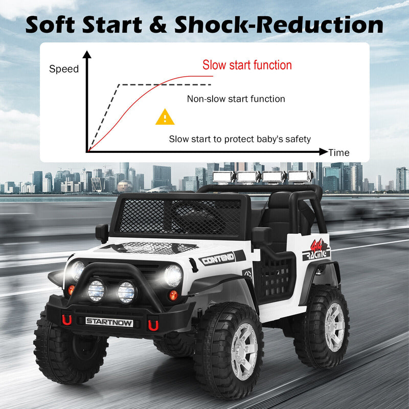 Load image into Gallery viewer, Costway 12V Kids Ride On Truck with Remote Control, Lights, and Music - White
