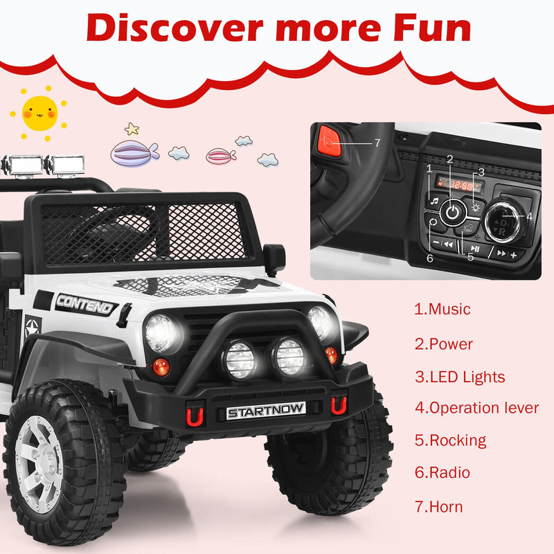 Load image into Gallery viewer, Costway 12V Kids Ride On Truck with Remote Control, Lights, and Music - White
