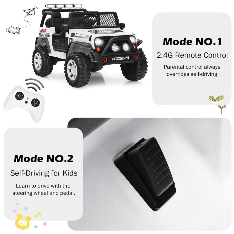 Load image into Gallery viewer, Costway 12V Kids Ride On Truck with Remote Control, Lights, and Music - White
