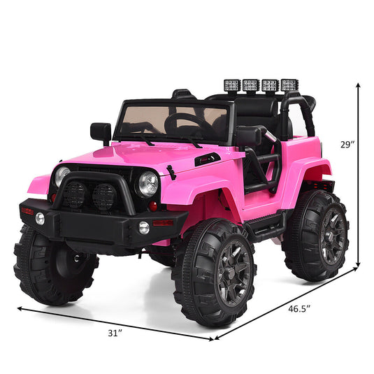 Costway 12V Kids Truck Car with Remote Control, MP3 Music, and LED Lights - Pink Gift Toy