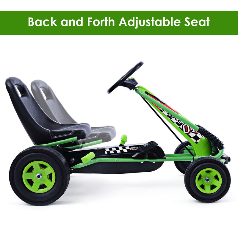Load image into Gallery viewer, Costway 4-Wheel Pedal Go Kart for Kids with Adjustable Seat - Green
