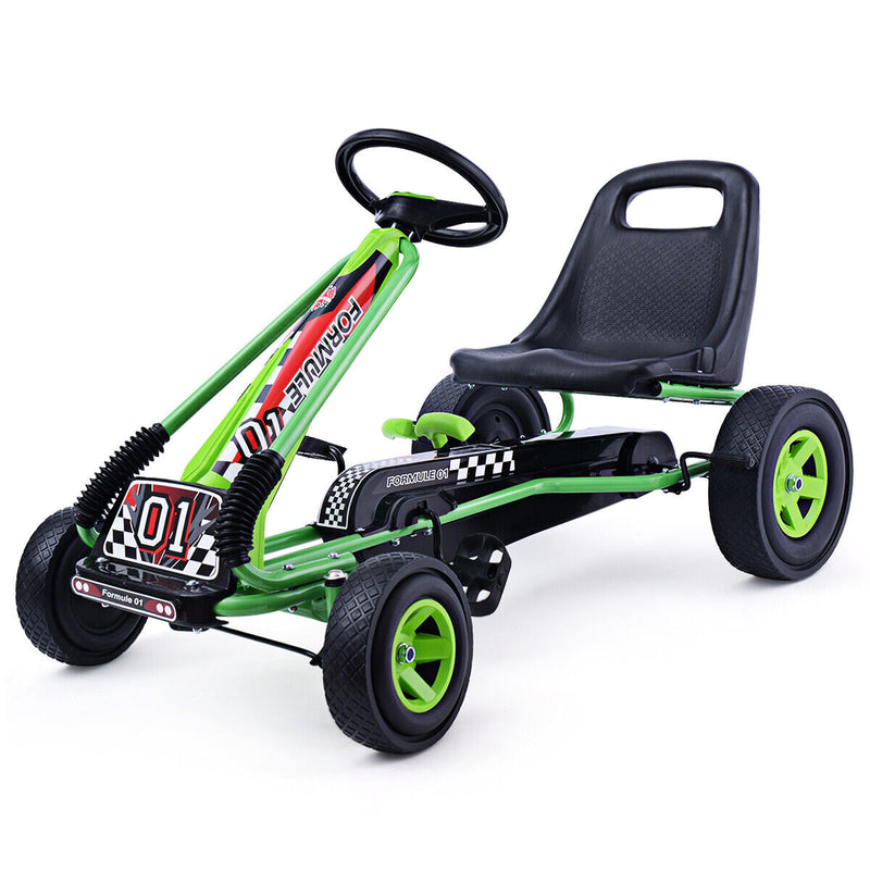 Load image into Gallery viewer, Costway 4-Wheel Pedal Go Kart for Kids with Adjustable Seat - Green
