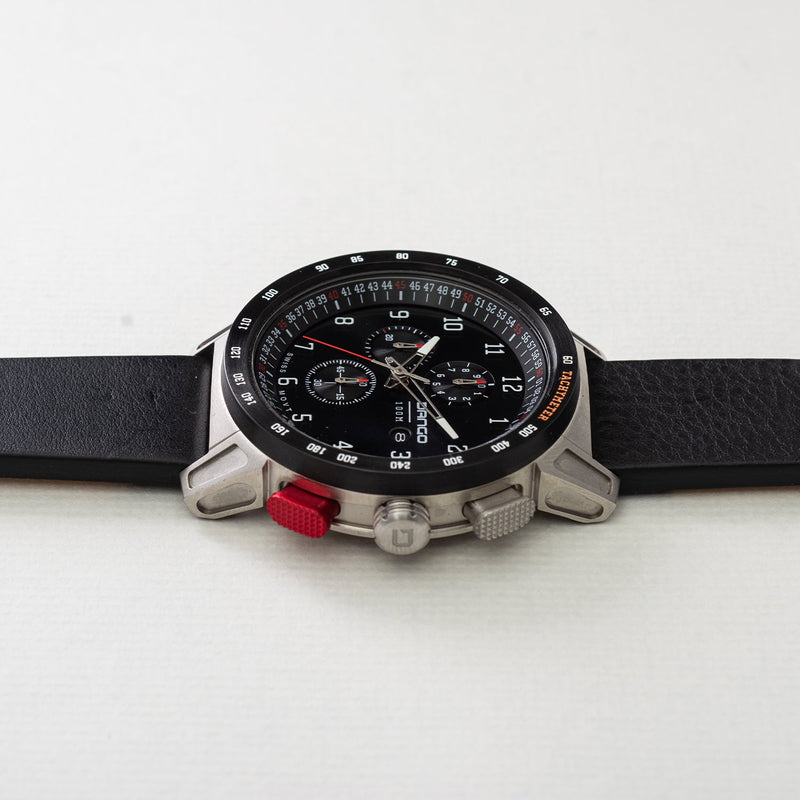 Load image into Gallery viewer, CR-01 - Chrono Watch with Italian Leather Strap - Jet Black
