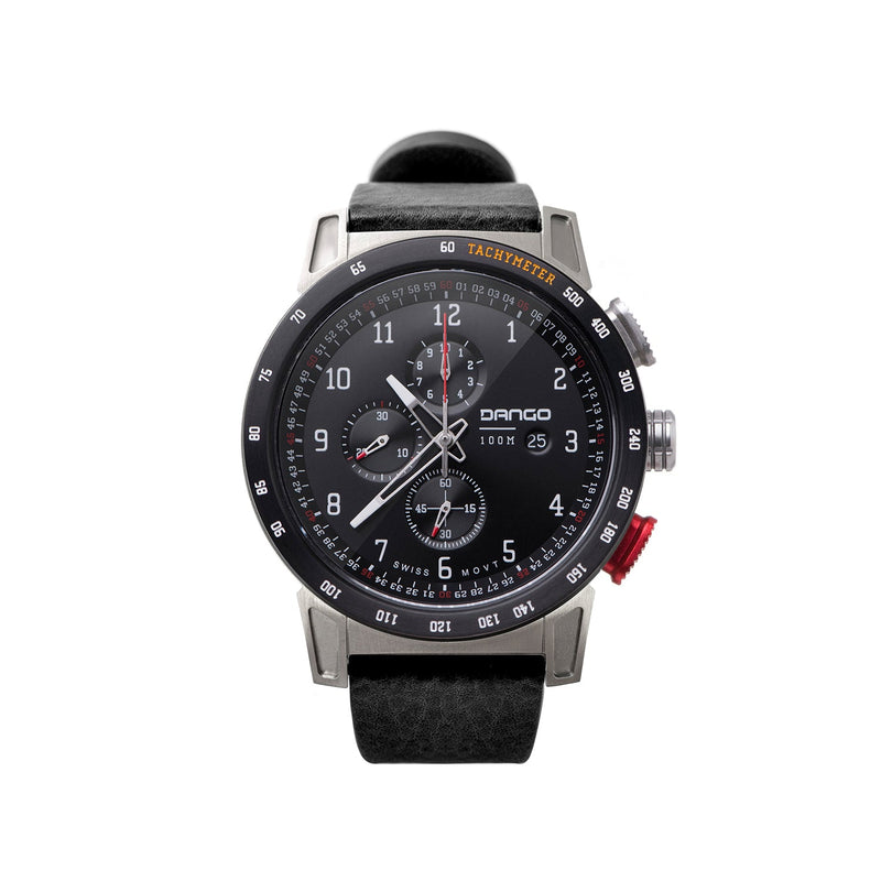 Load image into Gallery viewer, CR-01 - Chrono Watch with Italian Leather Strap - Jet Black
