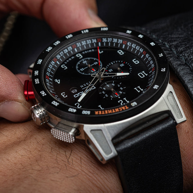 Load image into Gallery viewer, CR-01 - Chrono Watch with Italian Leather Strap - Jet Black
