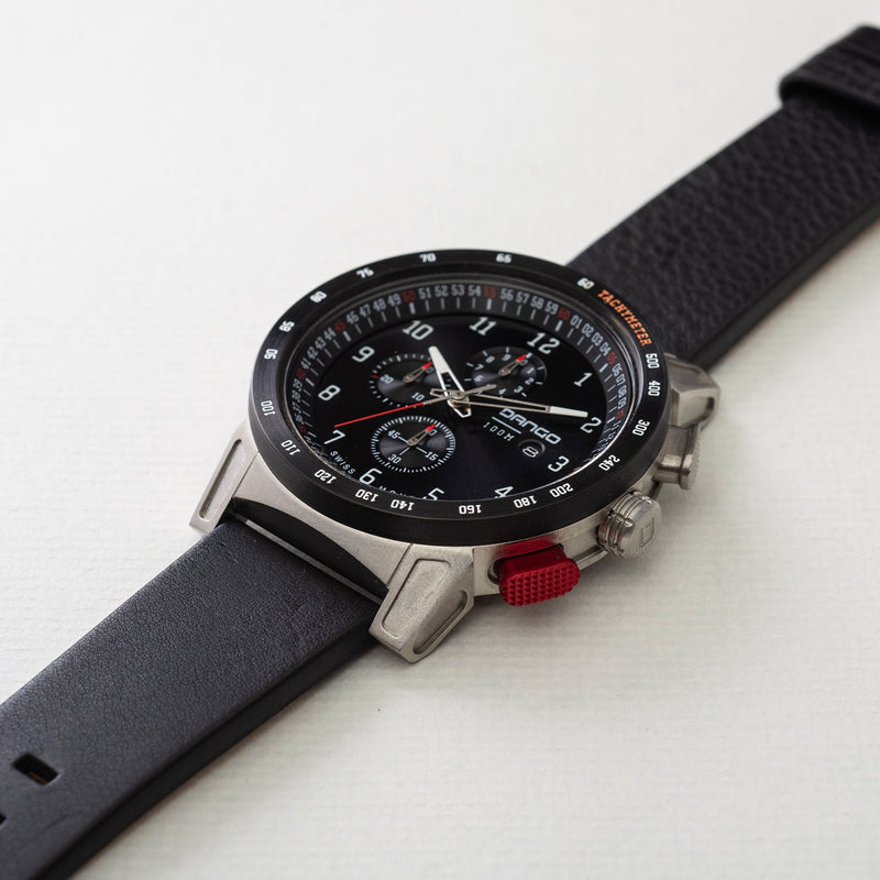 Load image into Gallery viewer, CR-01 - Chrono Watch with Italian Leather Strap - Jet Black
