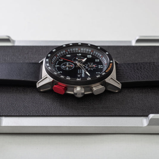 CR-01 - Chrono Watch with Italian Leather Strap - Jet Black