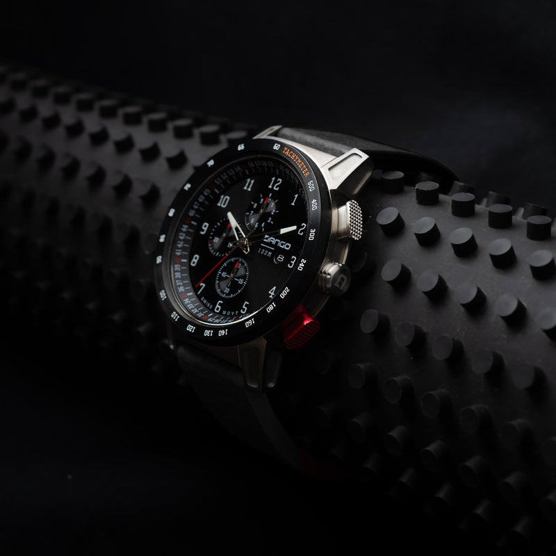 Load image into Gallery viewer, CR-01 - Chrono Watch with Italian Leather Strap - Jet Black
