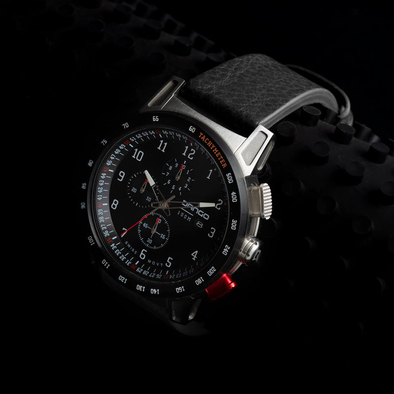 Load image into Gallery viewer, CR-01 - Chrono Watch with Italian Leather Strap - Jet Black
