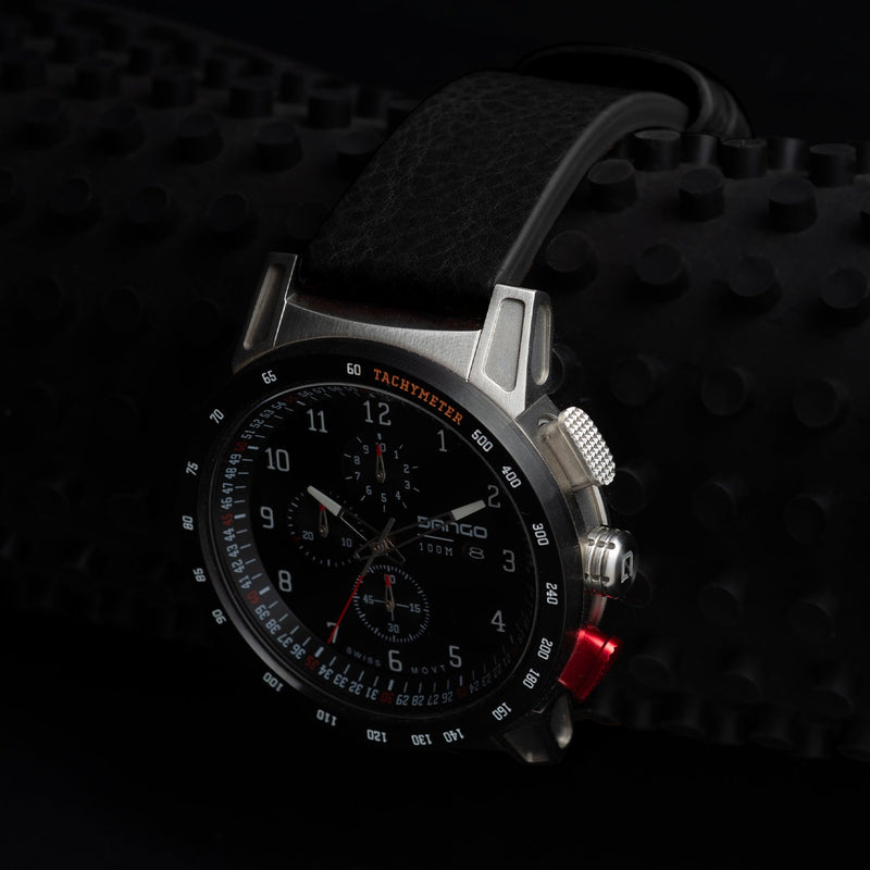 Load image into Gallery viewer, CR-01 - Chrono Watch with Italian Leather Strap - Jet Black
