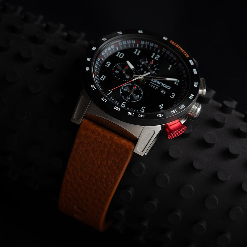 Load image into Gallery viewer, CR-01 - Chrono Watch with Italian Leather Strap - Whiskey Brown
