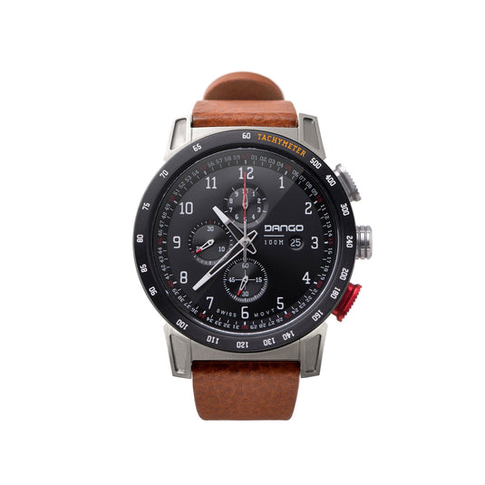 CR-01 - Chrono Watch with Italian Leather Strap - Whiskey Brown