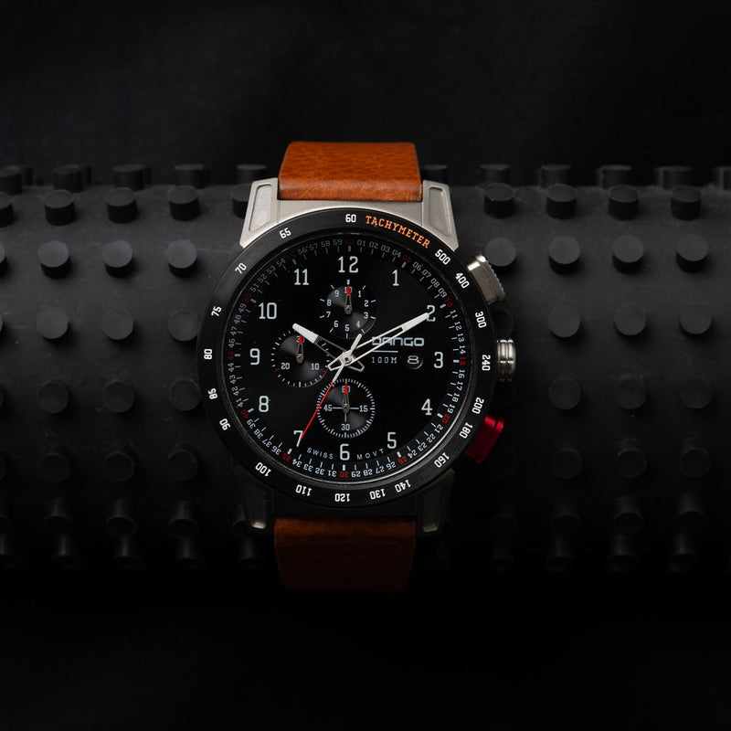 Load image into Gallery viewer, CR-01 - Chrono Watch with Italian Leather Strap - Whiskey Brown
