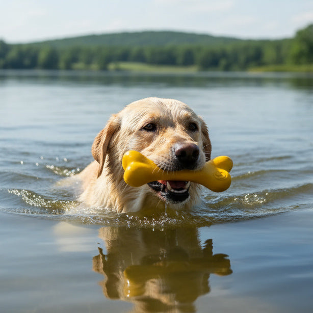 Load image into Gallery viewer, PUP-X Rubber Bone Dog Toy - Durable, Floats, Chew Toy for Large Dogs | USA
