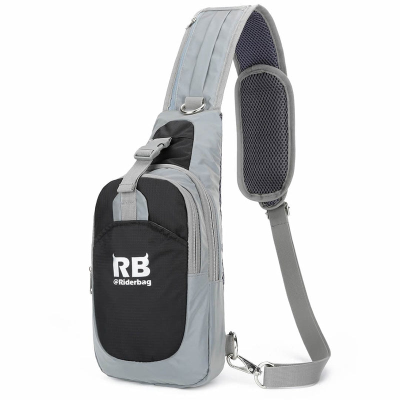Load image into Gallery viewer, Black Reflective Sling Bag, Small Trekking Bag, Riderbag Unisex
