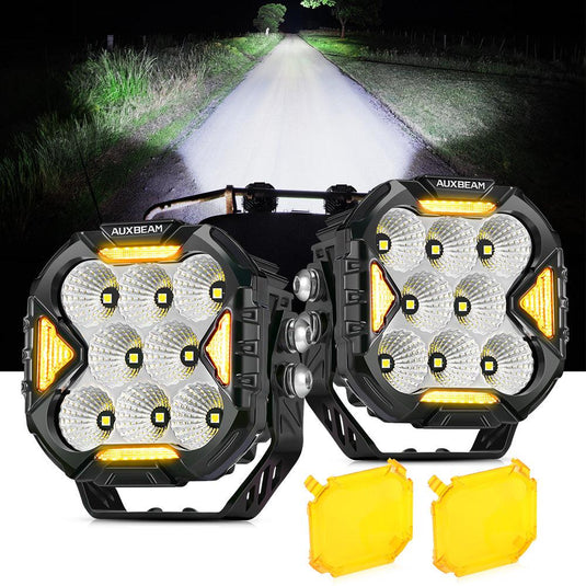CUBE-Z Series 4 Inch LED Pod Lights Off Road Lights with White DRL & Amber Turn Signal Lights