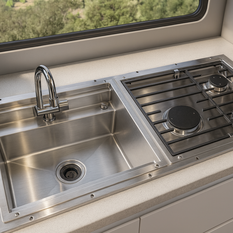 Load image into Gallery viewer, Hitch Kitchen Insert with Sink, Dual Burners &amp; Water Pump
