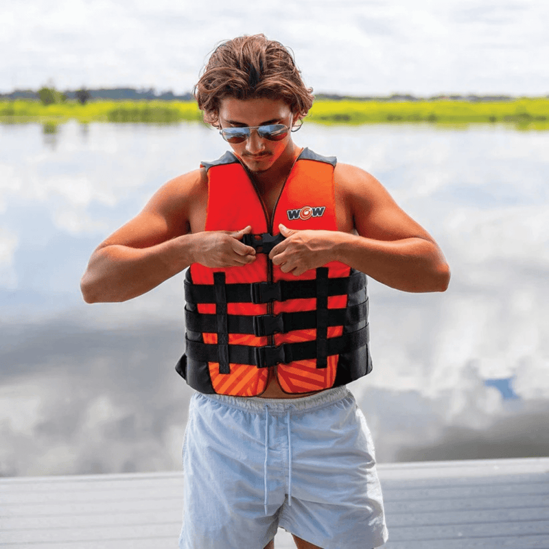 Load image into Gallery viewer, WOW Watersports Vis-Wave Adult Life Vest Red
