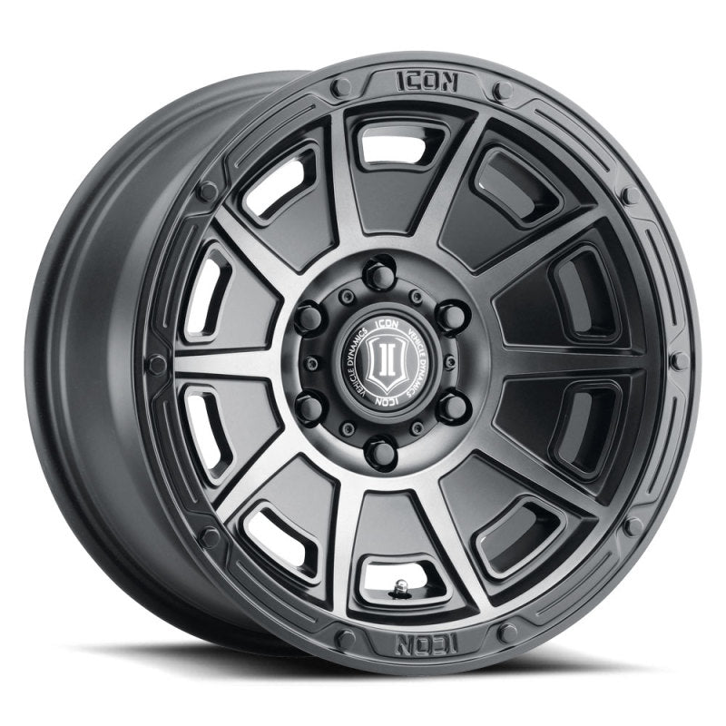Load image into Gallery viewer, ICON Victory 17x8.5 6x135 6mm Offset 5in BS Smoked Satin Black Tint Wheel
