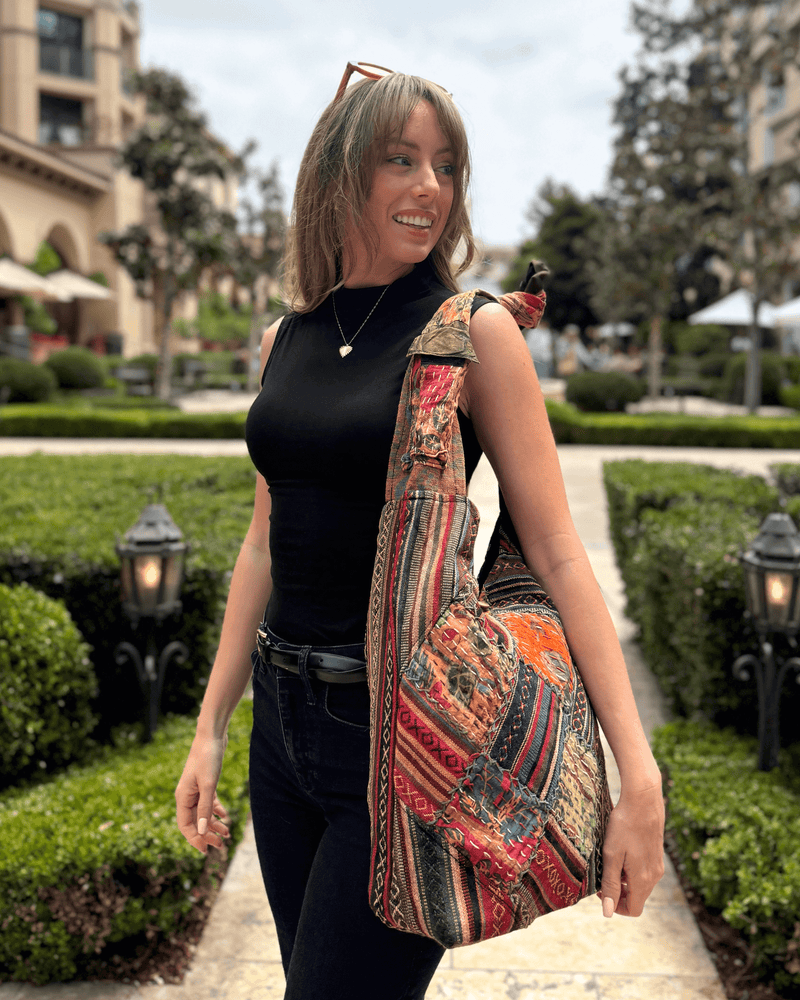 Load image into Gallery viewer, Kathmandu Collection Quilted Patchwork Hobo Bag
