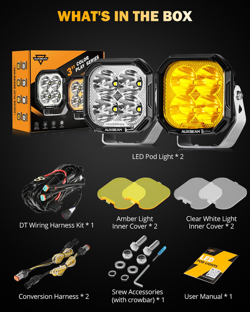 Load image into Gallery viewer, Color Play Series 3 Inch 100W Spot LED Pod Lights Off Road Lights with White DRL &amp; Amber Turn Signal Lights

