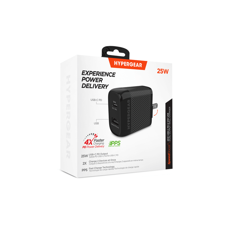 Load image into Gallery viewer, HyperGear SpeedBoost 25W USB-C PD + 12W USB Fast Wall Charger with PPS
