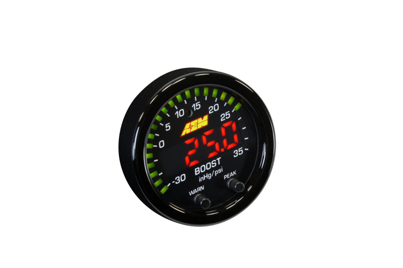 Load image into Gallery viewer, AEM Electronics X-Series Boost Pressure Gauge -30inHg-35psi / -1-2.5bar. Black Bezel &amp;
