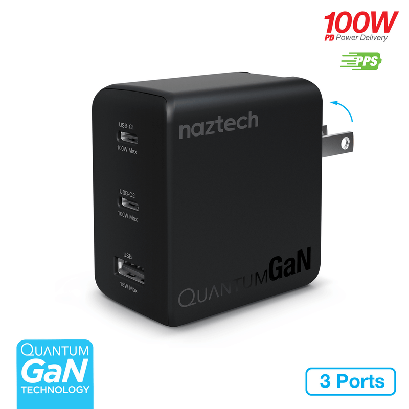 Load image into Gallery viewer, Naztech Nexus T100 100W USB-C PD + USB 3-Port GaN Ultra-Fast Wall Charger with PPS
